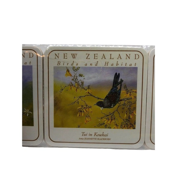 New Zealand Coasters Set NEW 6 Birds and Habitat Coasters Kiwi World - Picture 11 of 12